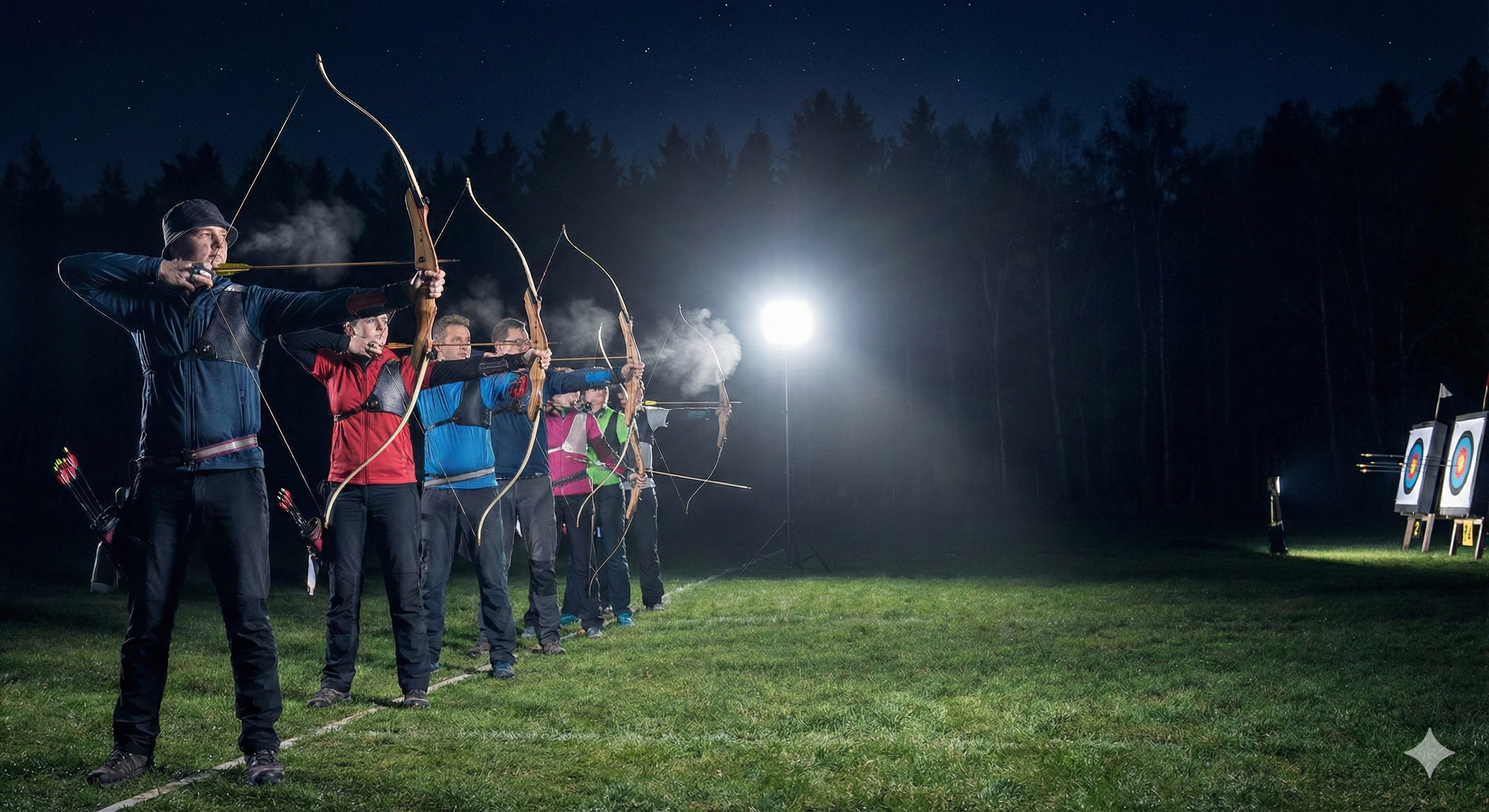 Nachtbogenschießen: besondere Atmosphäre während des Teamevents